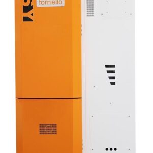 Centrala pe peleti Fornello Slimpel Easy 25 kw, arzator inox, sistem curatare arzator, pompa de circulatie, tiraj fortat 80 mm, buncar 135 litri, pompa electronica Grundfos, sistem curatare mecanica schimbator de caldura, A+
