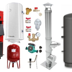 Pachet Centrala pe combustibil solid Fornello Eco Energy WB 35 kW, Puffer 1000 litri, Cos Inox, Boiler Termoelectric, Vas Expansune, Pompa si Fitinguri Montaj