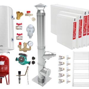 Pachet Centrala pe combustibil solid Fornello Eco Energy WB 25 kW, Puffer 800 litri, Cos Inox, Radiatoare Otel, Boiler Termoelectric, Vas Expansune, Pompa si Fitinguri Montaj