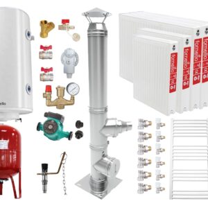 Pachet Centrala pe combustibil solid Fornello Eco Energy WB 35 kW, Puffer 1000 litri, Cos Inox, Radiatoare Otel, Boiler Termoelectric, Vas Expansune, Pompa si Fitinguri Montaj