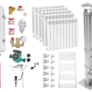 Pachet Centrala pe combustibil solid Fornello Eco Energy WB 25 kW, Puffer 800 litri, Cos Inox, Calorifere Aluminiu, Boiler Termoelectric, Vas Expansune, Pompa si Fitinguri Montaj