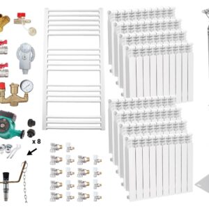 Pachet Centrala pe combustibil solid Fornello Eco Energy WB 40 kW, Puffer 1000 litri, Cos Inox, Calorifere Aluminiu, Boiler Termoelectric, Vas Expansune, Pompa si Fitinguri Montaj