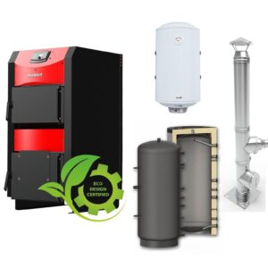 Pachet Centrala pe combustibil solid ​Sunsystem Burnit NWB PRIME 40 kW, Puffer P 1000l, Cos inox 6 ml 200 mm, Boiler Termoelectric Fornello 100l