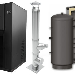 Pachet centrala peleti Fornello Pellet King 35 kw, cos de fum inox izolat dn 120 la 6 metri si puffer 500 litri