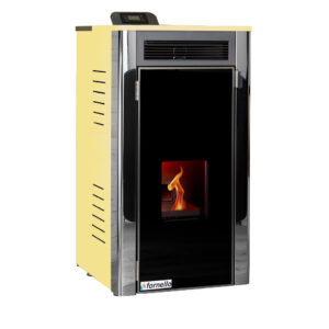 Termoșemineu Fornello Primo Truva 25 kW Ivory cu kit complet încorporat pentru sistemul de încălzire,pompa de circulatie,vas de expansiune,supape de siguranta,Sistem de curatare MECANICA creuzet