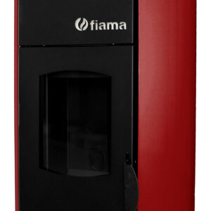 Termosemineu pe peleti Fiama Bordeaux 25 kw, complet echipat pentru incalzire, pompa, vas expansiune, automatizare, telecomanda, buncar peleti 30 kg, tiraj fortat, culoare Bordo, aprindere automata, pana la 160 mp
