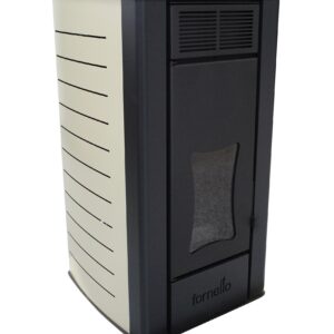 Termosemineu centrala pe peleti Fornello Premium W22, 25 kw, complet echipat cu pompa de circulatie, vas de expansiune, supapa siguranta, telecomanda, culoare Ivory, arzator peleti din fonta, pentru suprafete pana la 150 mp