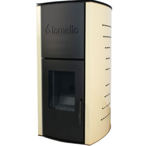 Termosemineu centrala peleti Fornello Michelle 12 KW, complet echipat pentru incalzire, pompa, vas expansiune, automatizare, telecomanda, buncar tiraj fortat, aprindere automata