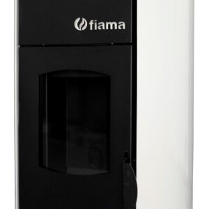 Termosemineu pe peleti Fiama Bianco 25 kw, complet echipat pentru incalzire, pompa, vas expansiune, automatizare, telecomanda, buncar peleti 30 kg, tiraj fortat, culoare Alb, aprindere automata, pana la 160 mp